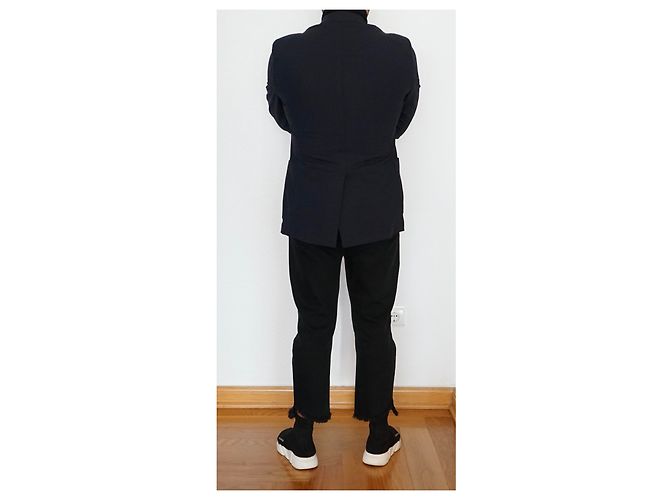 Versace Navy Blue Wool Blazer - view 7
