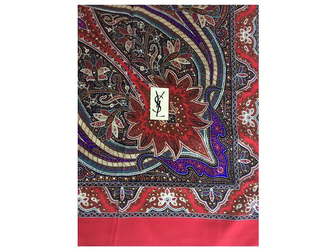 Yves Saint Laurent Seidentuch Paisley Muster 128x128 cm Mehrfarben - Ansicht 4