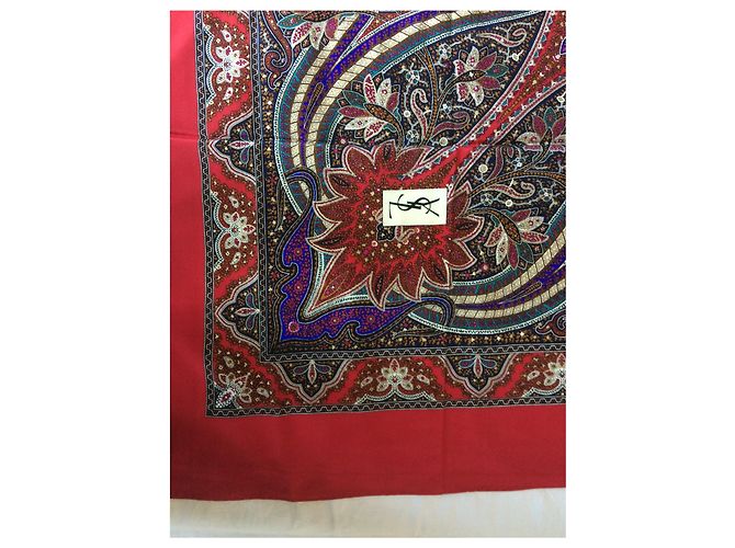 Yves Saint Laurent Seidentuch Paisley Muster 128x128 cm Mehrfarben - Ansicht 5