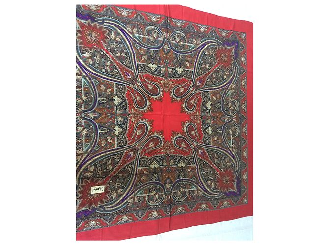 Yves Saint Laurent Seidentuch Paisley Muster 128x128 cm Mehrfarben - Ansicht 8