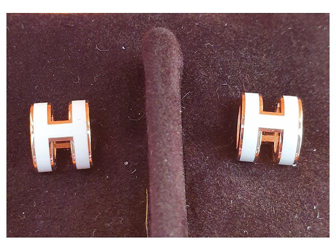 Orecchini Hermès Medor Folk Metallo Dorato Smalto Nero - vista 3