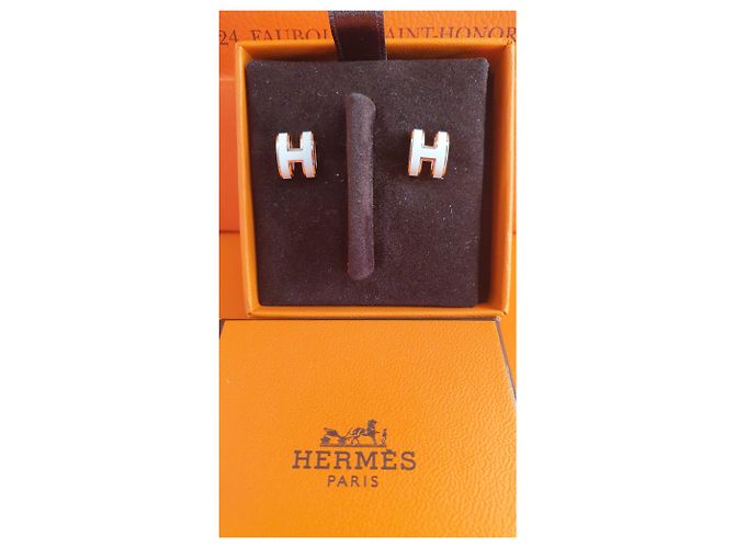 Orecchini Hermès Medor Folk Metallo Dorato Smalto Nero - vista 4
