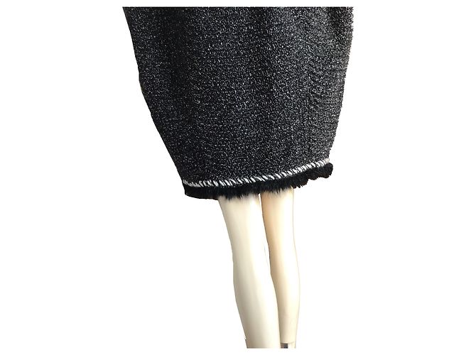 Poncho a mantella Chanel Nero Bianco - vista 10