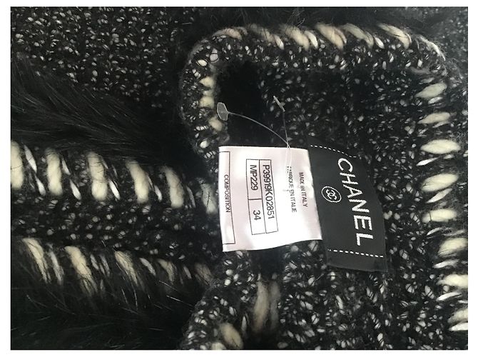 Poncho a mantella Chanel Nero Bianco - vista 6