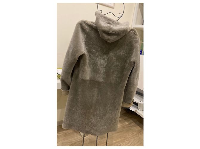 Autre Marque Abrigo reversible de piel gris - vista 3