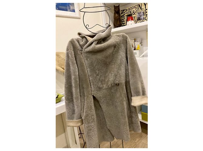 Autre Marque Abrigo reversible de piel gris - vista 5