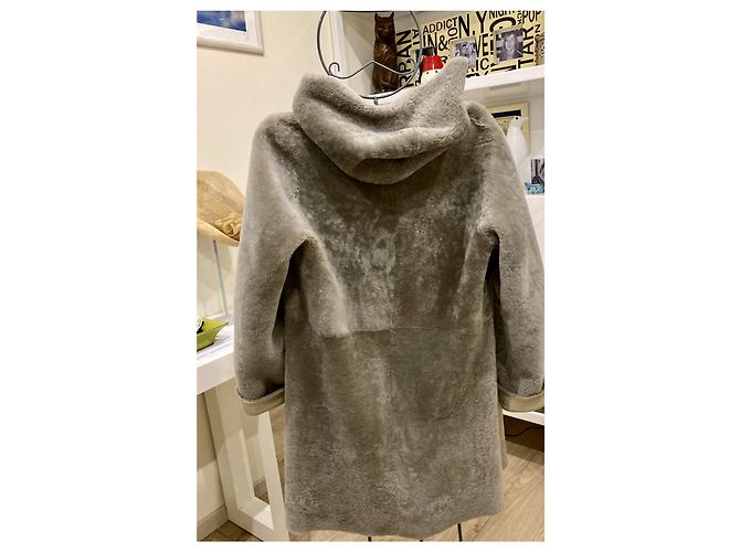 Autre Marque Abrigo reversible de piel gris - vista 6