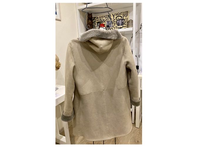 Autre Marque Abrigo reversible de piel gris - vista 7