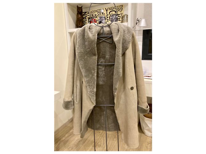 Autre Marque Abrigo reversible de piel gris - vista 8