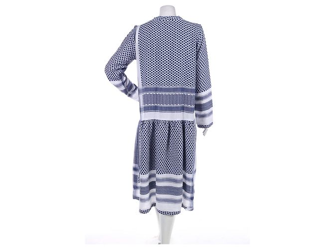 Vestido de algodón Cecilie Copenhagen Blanco Azul Talla M - vista 2