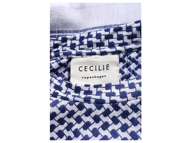 Vestido de algodón Cecilie Copenhagen Blanco Azul Talla M - vista 3