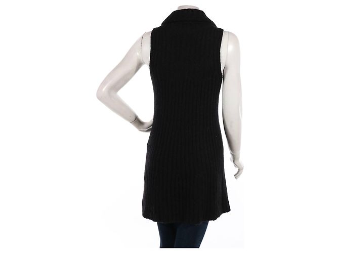 Pull long polo noir Theory mélange cachemire - vue 2