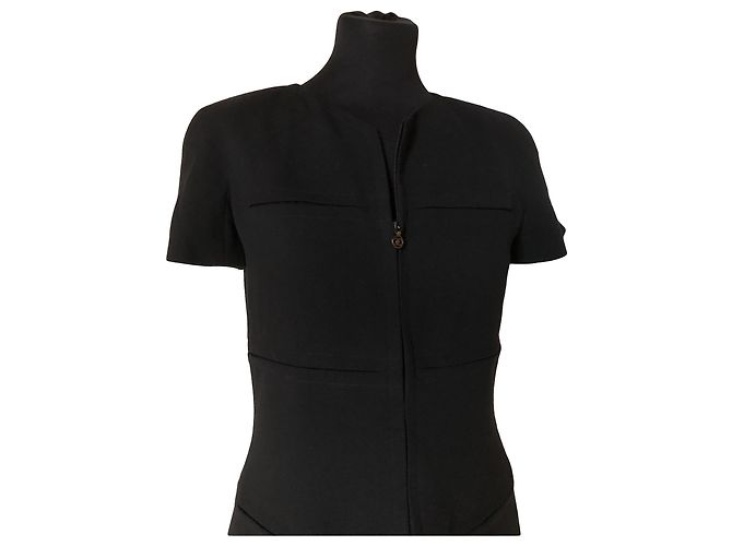 Abito Chanel Nero in Lana con Maniche Corte - vista 4
