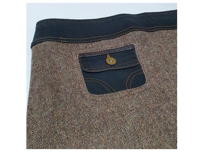 Gonna D&G marrone e blu in cotone e lana - vista 3