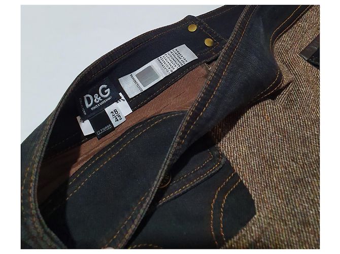 Gonna D&G marrone e blu in cotone e lana - vista 4