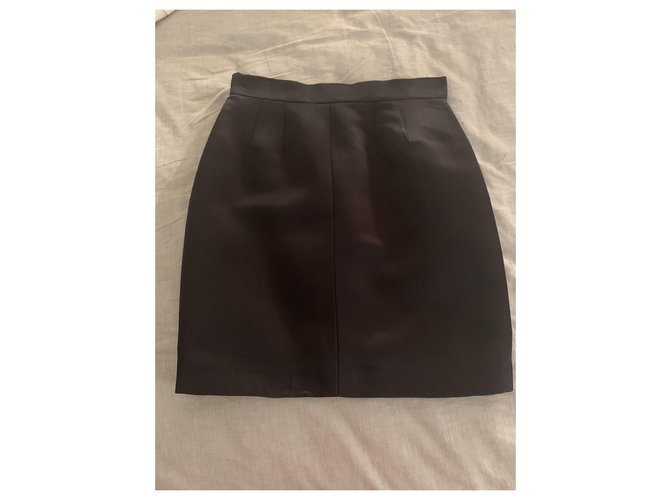 Cambon Falda Chanel de seda negra Negro - vista 2