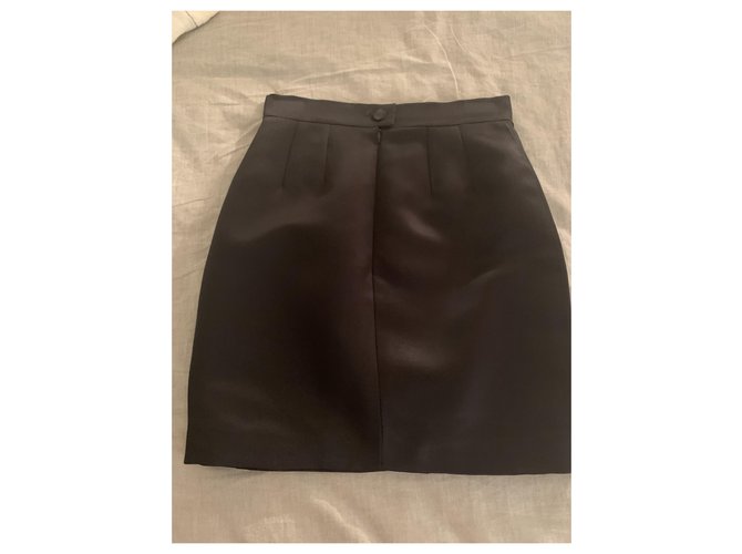 Cambon Falda Chanel de seda negra Negro - vista 4