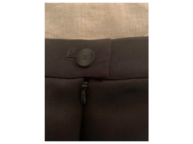 Cambon Falda Chanel de seda negra Negro - vista 5
