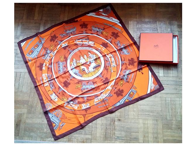 Hermès Piazza dell'anniversario 1937-1987 "Gioco di omnibus e donne bianche" Arancione - vista 2