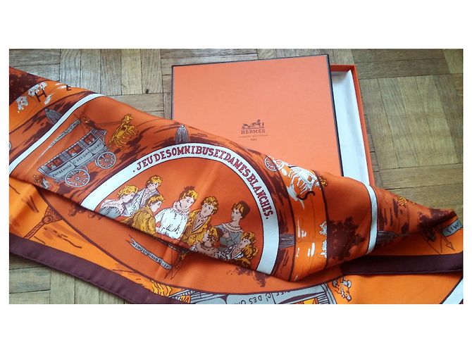 Hermès Piazza dell'anniversario 1937-1987 "Gioco di omnibus e donne bianche" Arancione - vista 3