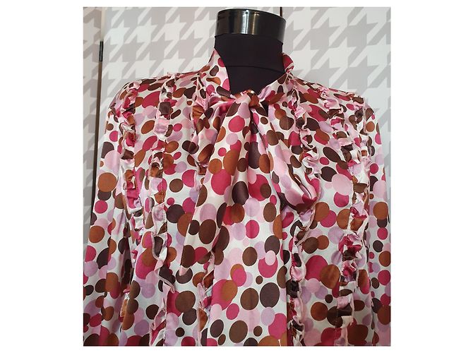 Camisa de seda com bolinhas Luisa Cerano Multicor - vista 3