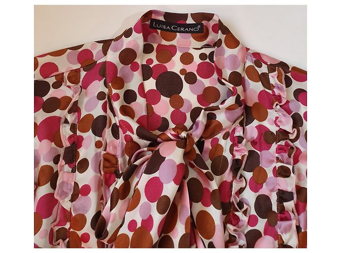 Camisa de seda com bolinhas Luisa Cerano Multicor - vista 5