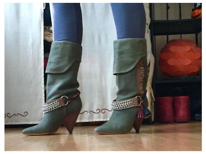 Botas Vaqueras Isabel Marant Verde Oliva de Tela - vista 3