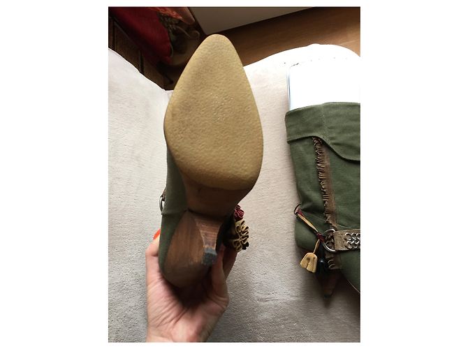 Botas Vaqueras Isabel Marant Verde Oliva de Tela - vista 5