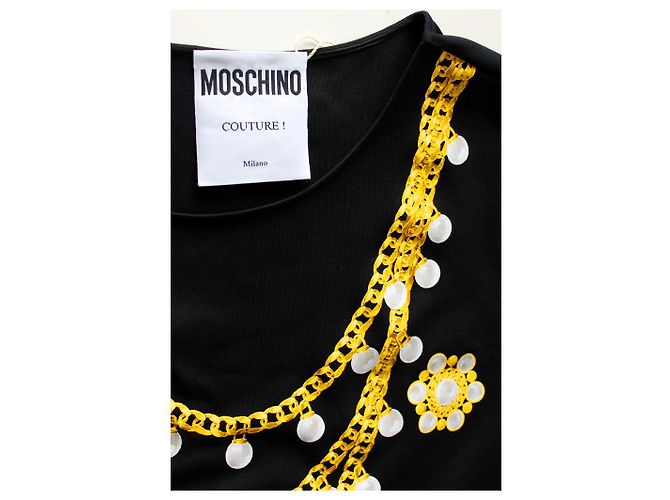 ,,MOSCHINO COUTURE "MINI VESTIDO DE JERSEY CON ESTAMPADO * Gr. L * Negro - vista 3