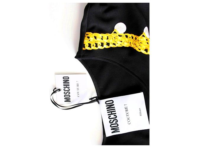 ,,MOSCHINO COUTURE "MINI VESTIDO DE JERSEY CON ESTAMPADO * Gr. L * Negro - vista 4