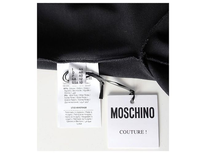 ,,MOSCHINO COUTURE "MINI VESTIDO DE JERSEY CON ESTAMPADO * Gr. L * Negro - vista 5