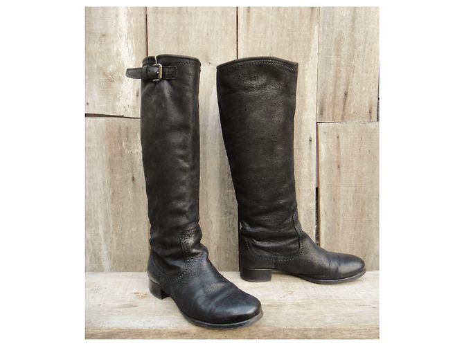 Botas de montar Prada p 38 en cuero blando Negro - vista 2