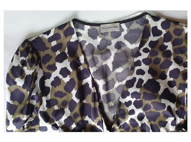 By Malene Birger Orixt Kleid Viskose Schwarz Weiß Grün - Ansicht 5