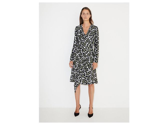 By Malene Birger Orixt Kleid Viskose Schwarz Weiß Grün - Ansicht 7