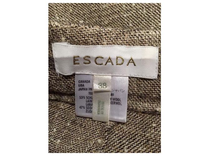 Escada Calça mista de lã e seda Marrom Bege - vista 3