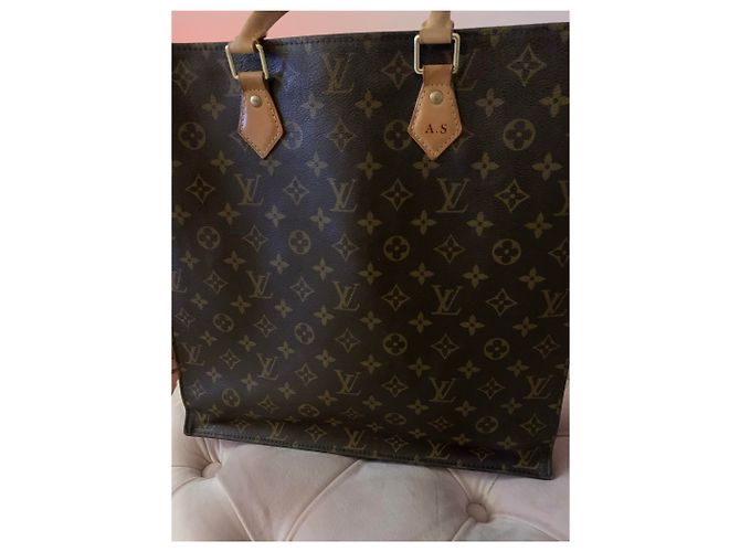 Borsa tote Louis Vuitton in pelle marrone scuro - vista 7