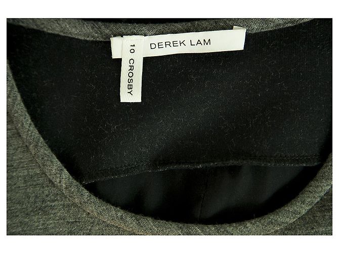 Derek Lam 10 Crosby Woollen Grey Silk Black Asymmetrische Minikleidgröße 10 - Ansicht 3