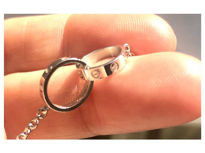 Collana con Pendente Cartier Love Oro Bianco Silver hardware - vista 4