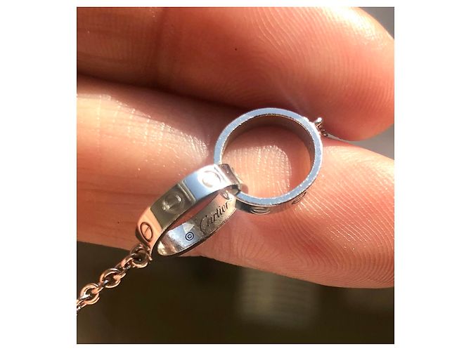 Collana con Pendente Cartier Love Oro Bianco Silver hardware - vista 5