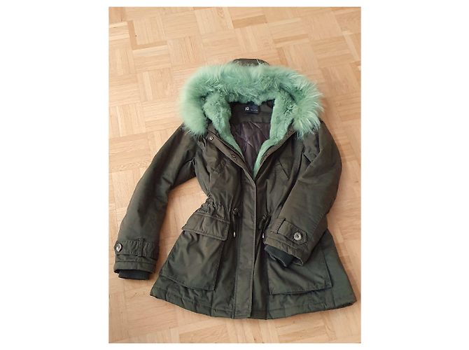 IQ + Berlin Parka IQ Berlin con piel auténtica - TOP Verde oliva Verde claro - vista 2