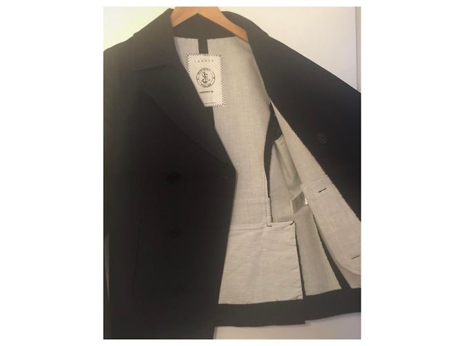 Sandro Black Pea Coat Men - view 2