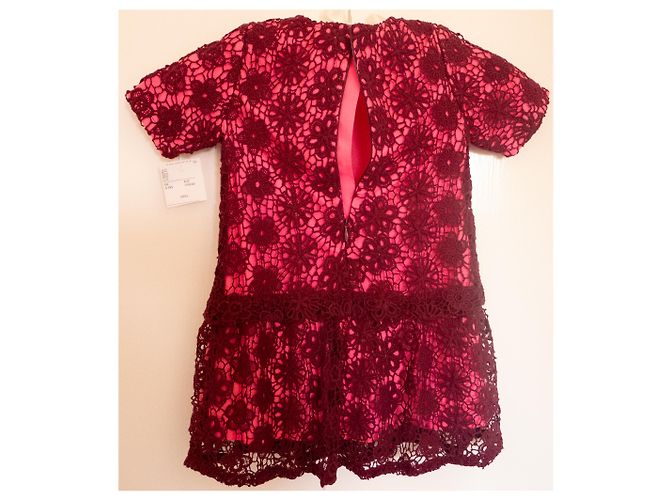 Dkny Mädchen Kleid aus Baumwolle Rosa Dunkelrot Pink Bordeaux - Ansicht 6