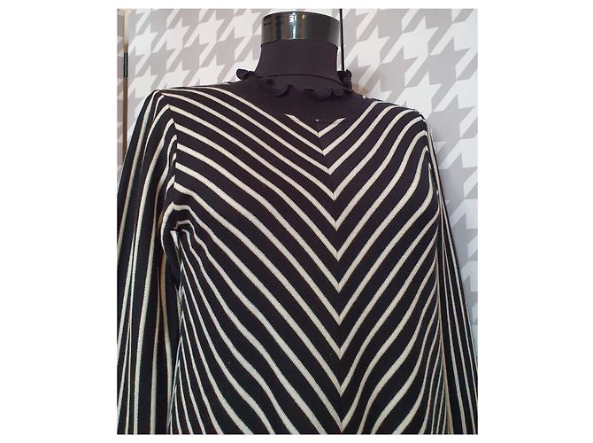 Mads Norgaard Gestreiftes Sweatshirt Kleid Schwarz Creme Silber Roh - Ansicht 4