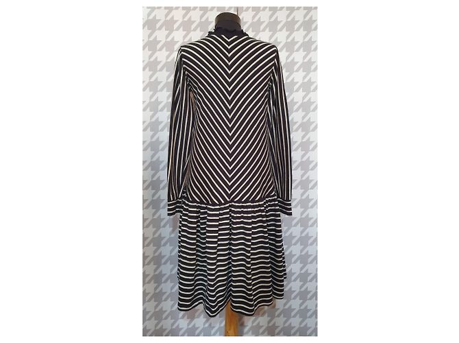 Mads Norgaard Gestreiftes Sweatshirt Kleid Schwarz Creme Silber Roh - Ansicht 5