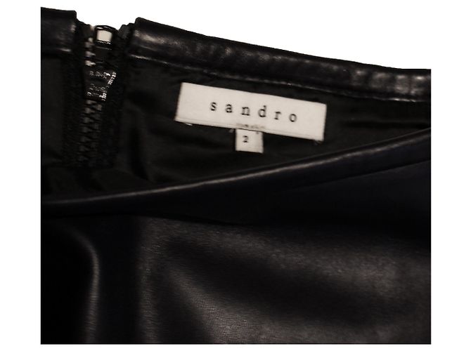 Minifalda de cuero negra Sandro Negro - vista 3