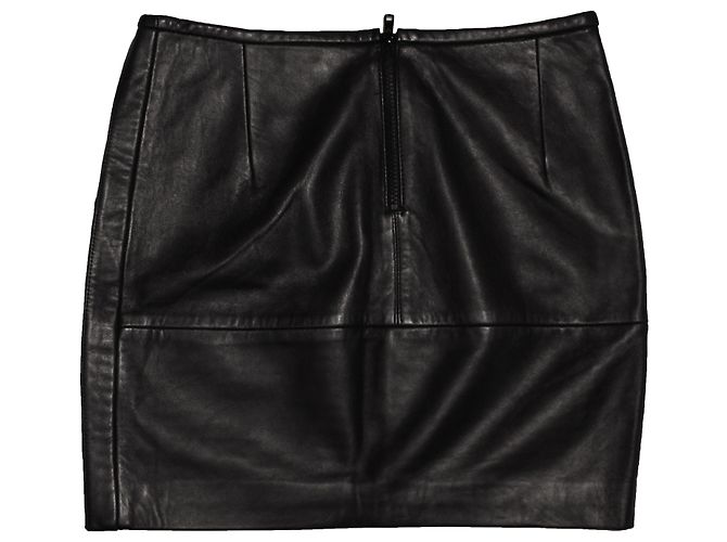 Minifalda de cuero negra Sandro Negro - vista 4