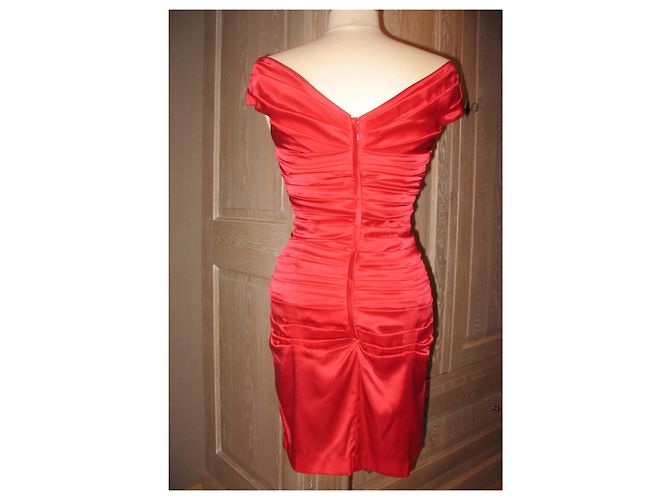 Luc Duchène Vestido drapeado de seda rojo Luc Duchene Roja - vista 4