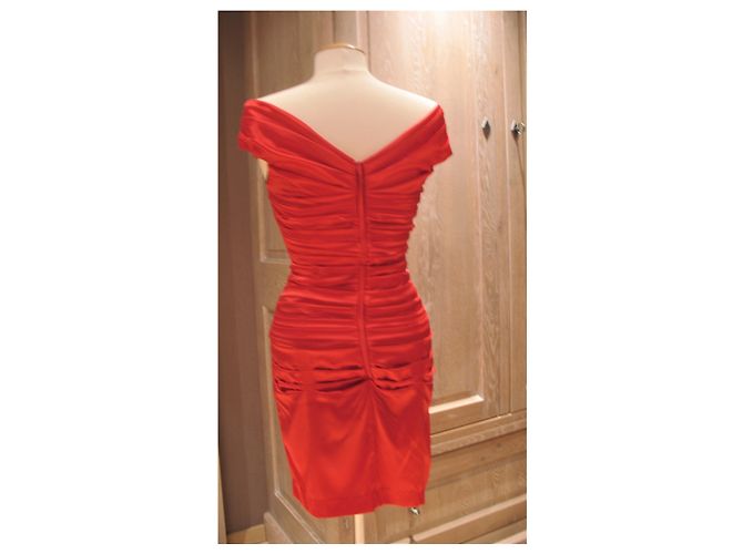 Luc Duchène Vestido drapeado de seda rojo Luc Duchene Roja - vista 5