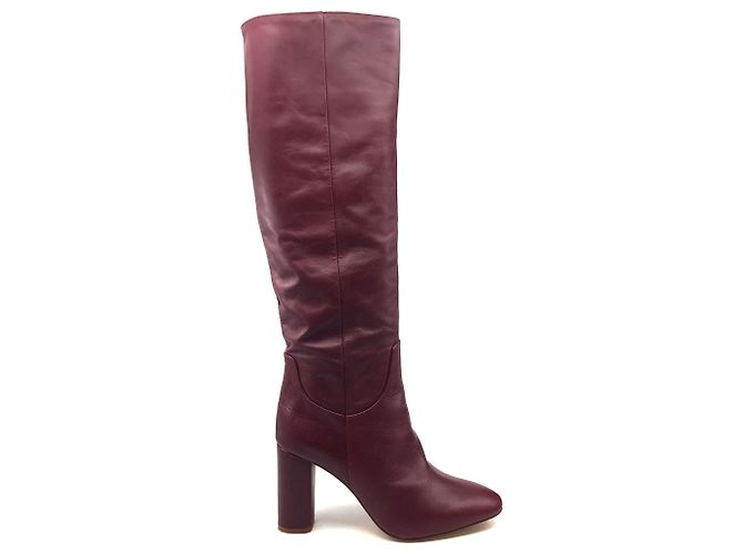 Zara Bottes en cuir bordeaux - vue 2