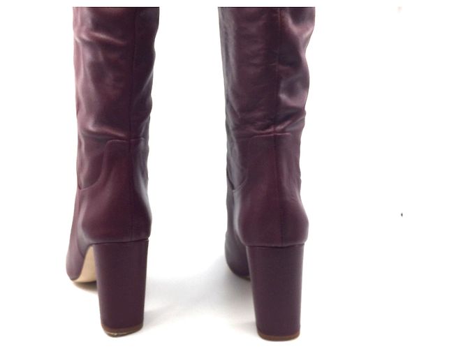 Zara Bottes en cuir bordeaux - vue 3